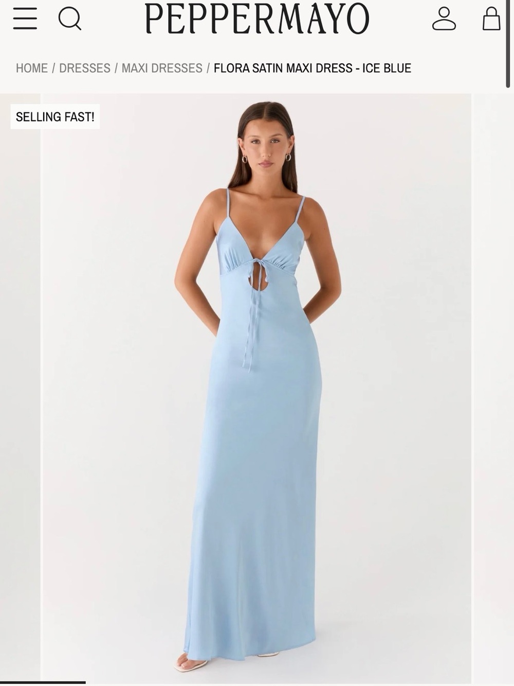 Peppermayo Flora Satin Maxi Dress - Ice Blue